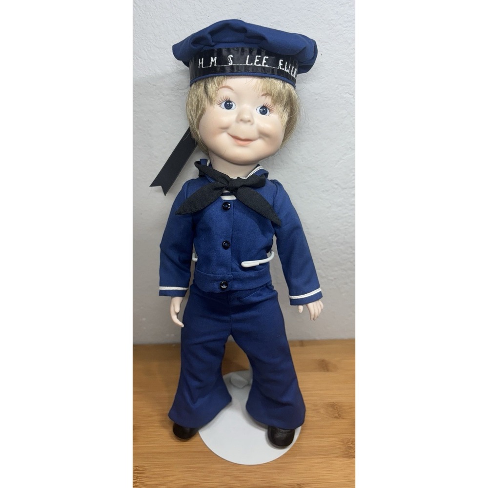 Vintage‎ Little Boy in Sailor Suit All Porcelain Artist Doll 14". HMS Lee Hellen